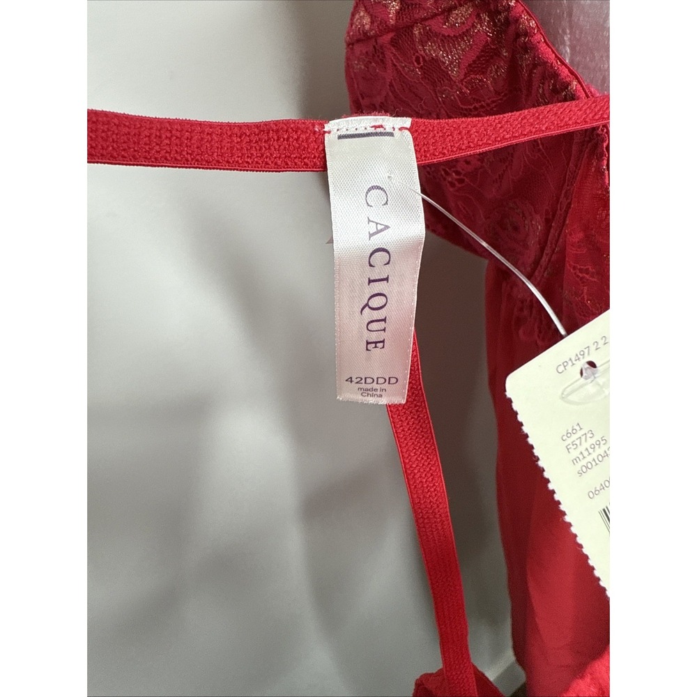 Cacique Lingerie Set 42DDD Red Sexy Baby Doll Nightie Gown G String‎ Plus NEW - Picture 8 of 13